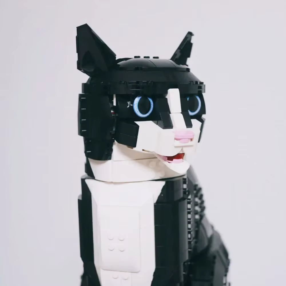 1710Pcs MOC New 21349 Tuxedo Cat Building Blocks Creative Cartoon Animal Assembly Toy Diy Educational Puzzle Toys Gifts