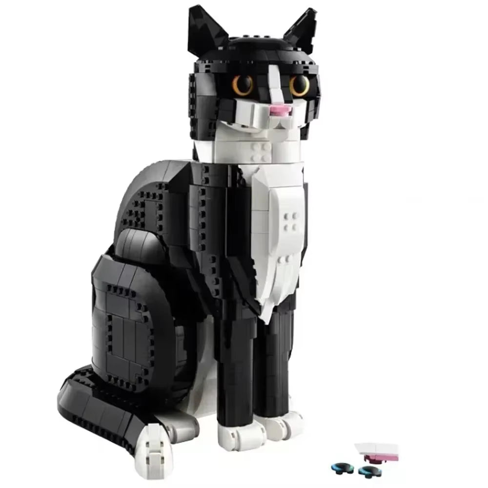 1710Pcs MOC New 21349 Tuxedo Cat Building Blocks Creative Cartoon Animal Assembly Toy Diy Educational Puzzle Toys Gifts